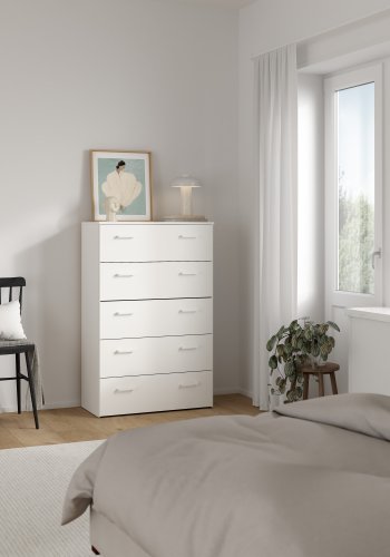 TVILUM space kommode - hvidt tr�, med 5 skuffer