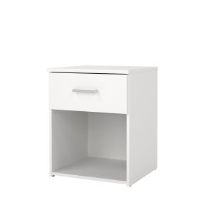 TVILUM Space sengebord - hvitt laminat, med 1 skuff og 1 rom