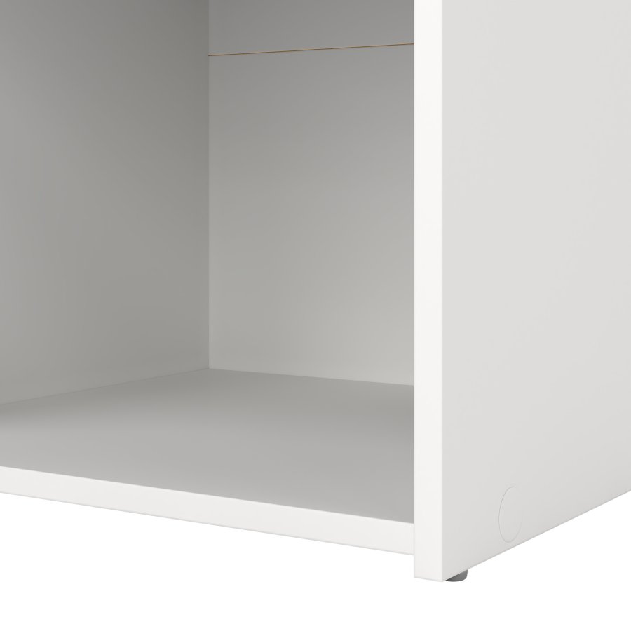 TVILUM Space sengebord - kvadratisk, hvidt komposittr�, laminat, med 1 skuffe og 1 rum
