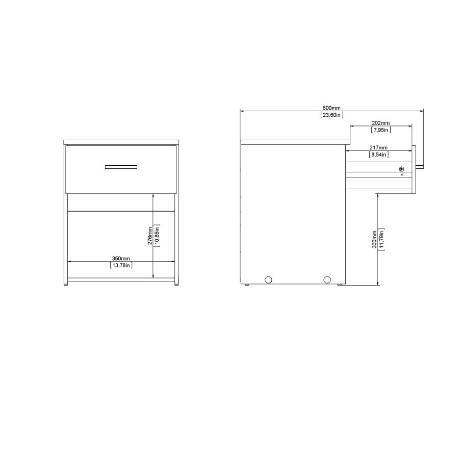 TVILUM Space sengebord - kvadratisk, hvidt komposittr�, laminat, med 1 skuffe og 1 rum