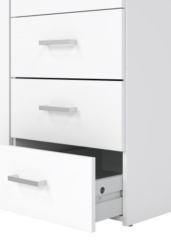 TVILUM space garderobeskab - tr� i hvid laminat, rektangul�rt med 2 l�ger og 3 skuffer