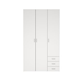 Space garderobeskab - hvidt tr�, m.3 l�ger og  3 skuffer