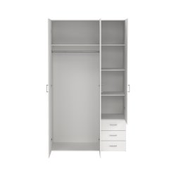 Space garderobeskab - hvidt tr�, m.3 l�ger og  3 skuffer