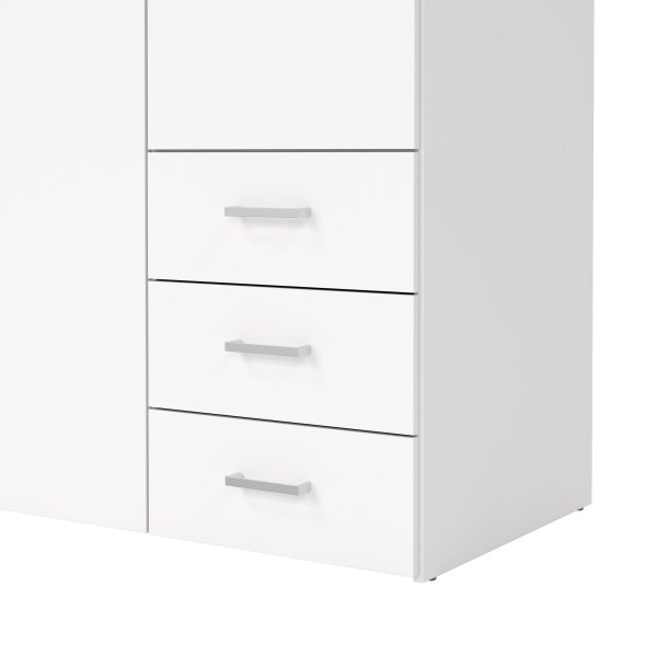 Space garderobeskab - hvidt tr�, m.3 l�ger og  3 skuffer