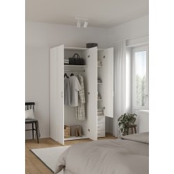 Space garderobeskab - hvidt tr�, m.3 l�ger og  3 skuffer