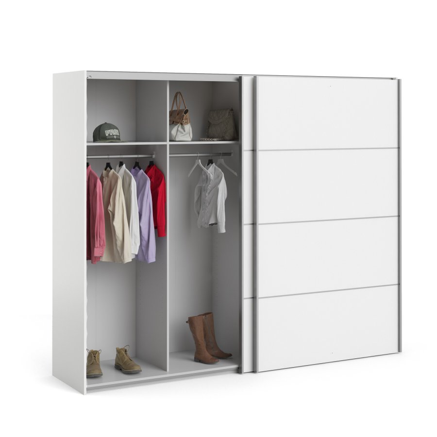 TVILUM Verona garderobeskab - rektangul�rt, hvid laminat, 2 l�ger, 4 rum