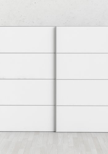 TVILUM Verona garderobeskab - rektangul�rt, hvid laminat, 2 l�ger, 4 rum