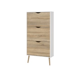 TVILUM Delta skosk�p - vit/ekstruktur laminat, med 3 l�dor