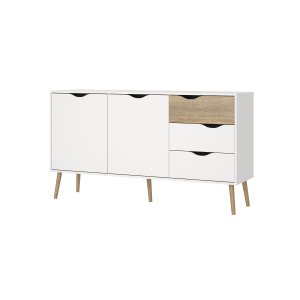 TVILUM Delta sk&auml;nk - vit/ekstruktur, med 2 d&ouml;rrar och 3 l�dor