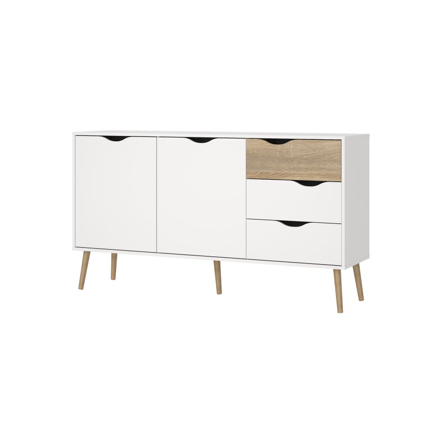 TVILUM Delta sk&auml;nk - vit/ekstruktur, med 2 d&ouml;rrar och 3 l�dor