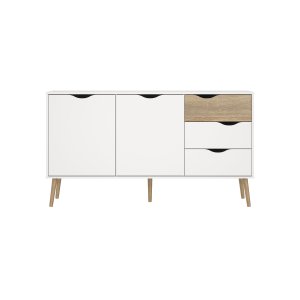 TVILUM Delta sk�nk - vit/ekstruktur, med 2 d�rrar och 3 l�dor