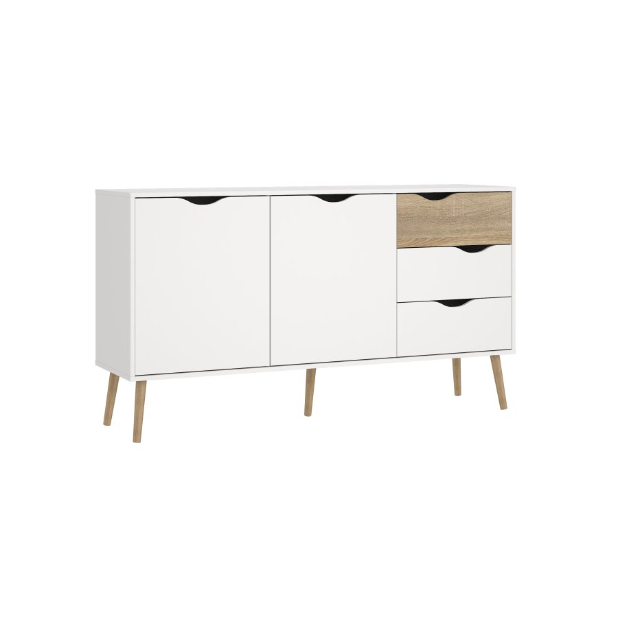 TVILUM Delta sk&auml;nk - vit/ekstruktur, med 2 d&ouml;rrar och 3 l�dor