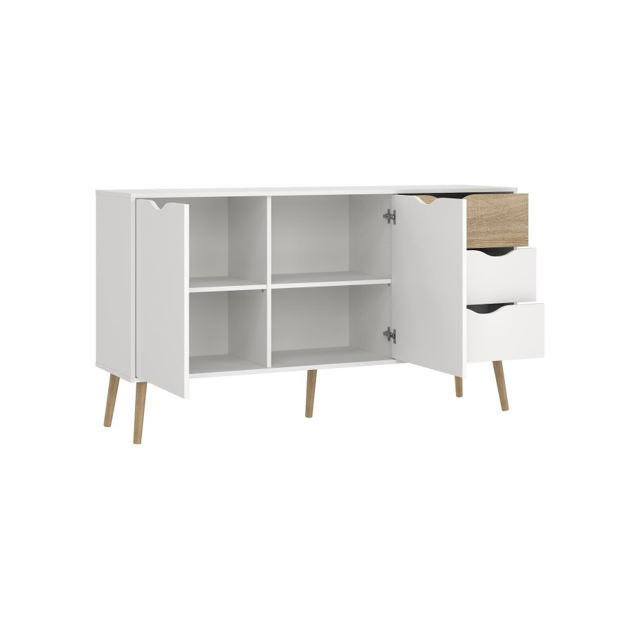 TVILUM Delta sk&auml;nk - vit/ekstruktur, med 2 d&ouml;rrar och 3 l�dor