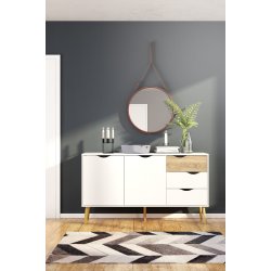 Delta sk�nk - hvid/egestruktur, med 2 l�ger og 3 skuffer