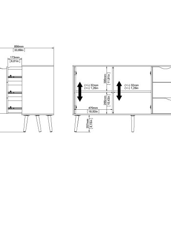 TVILUM Delta sk&auml;nk - vit/ekstruktur, med 2 d&ouml;rrar och 3 l�dor