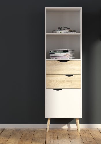 TVILUM delta regal - wei&szlig;/eichenstruktur, mit 2 schubladen und 1 t&uuml;r