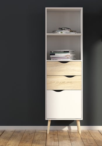 TVILUM delta regal - wei&szlig;/eichenstruktur, mit 2 schubladen und 1 t&uuml;r