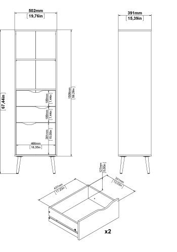 TVILUM delta regal - wei&szlig;/eichenstruktur, mit 2 schubladen und 1 t&uuml;r