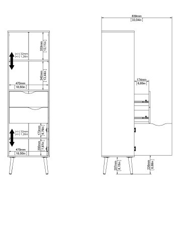 TVILUM delta regal - wei&szlig;/eichenstruktur, mit 2 schubladen und 1 t&uuml;r