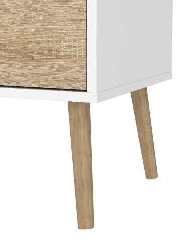 TVILUM Delta tv-bord - rektangul&auml;rt, vit/ekstruktur, med 2 l�dor och 4 fack