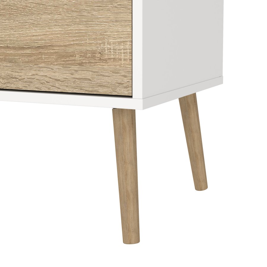 TVILUM Delta tv-bord - rektangul&auml;rt, vit/ekstruktur, med 2 l�dor och 4 fack