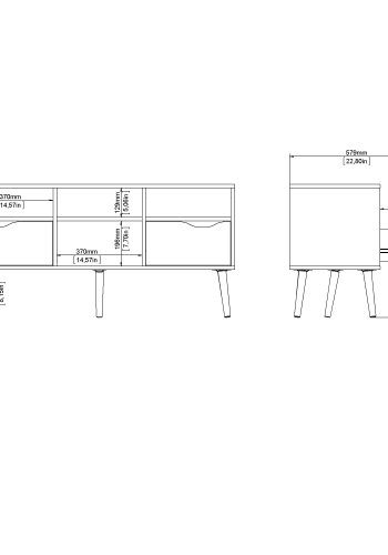 TVILUM Delta tv-bord - rektangul&auml;rt, vit/ekstruktur, med 2 l�dor och 4 fack