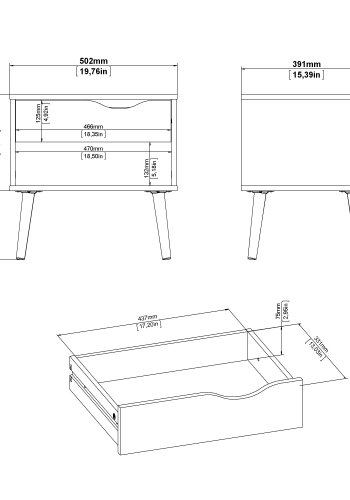 TVILUM Delta s&auml;ngbord - vit/egstruktur, med 1 l�da