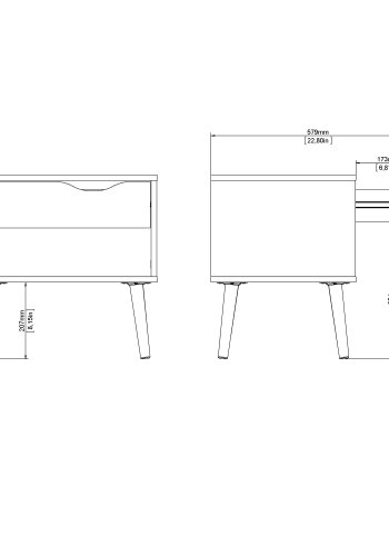 TVILUM Delta s&auml;ngbord - vit/egstruktur, med 1 l�da