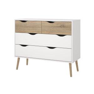 TVILUM Delta kommode - hvid egetr�struktur, med 4 skuffer