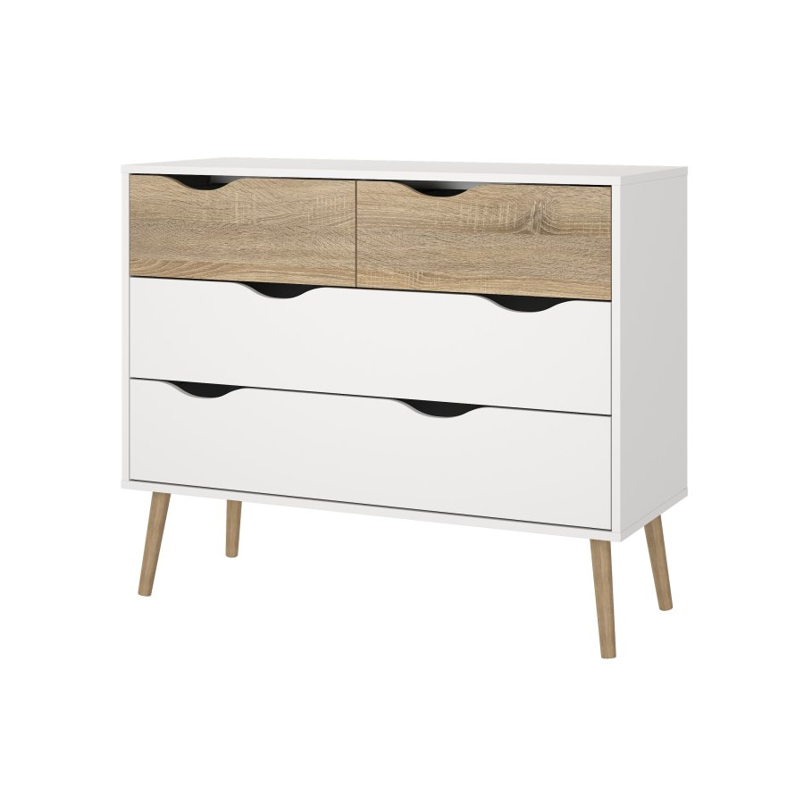 TVILUM Delta kommode - hvid egetr�struktur, med 4 skuffer