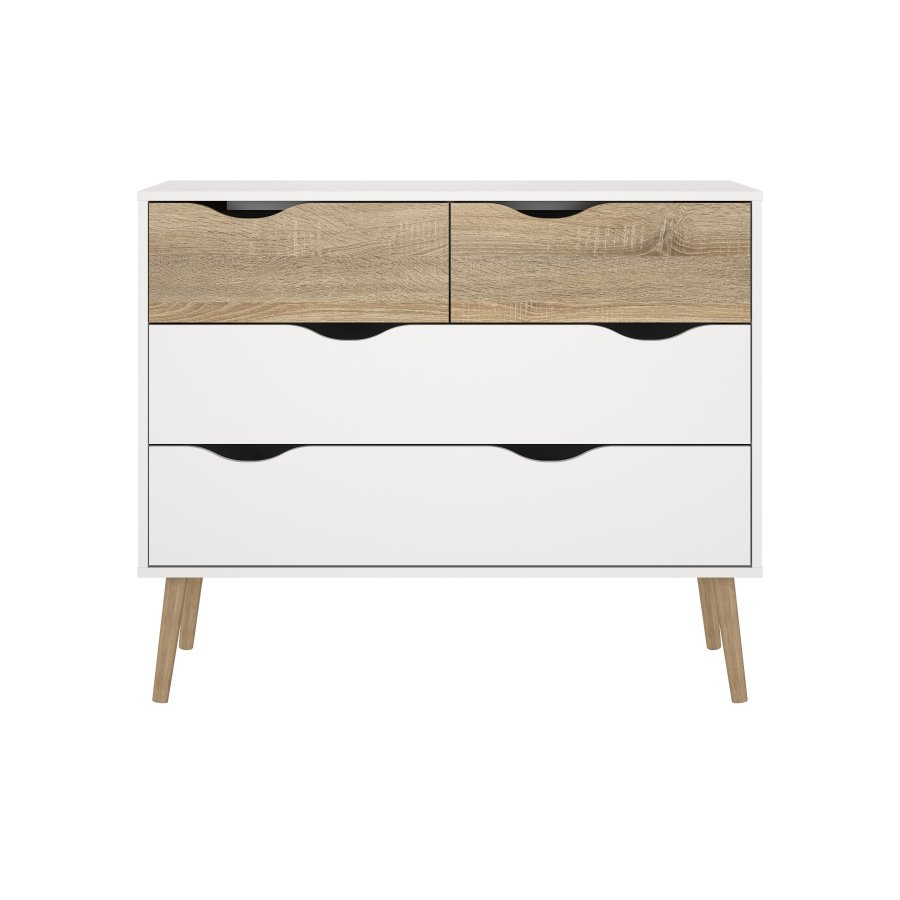 TVILUM Delta kommode - hvid egetr�struktur, med 4 skuffer