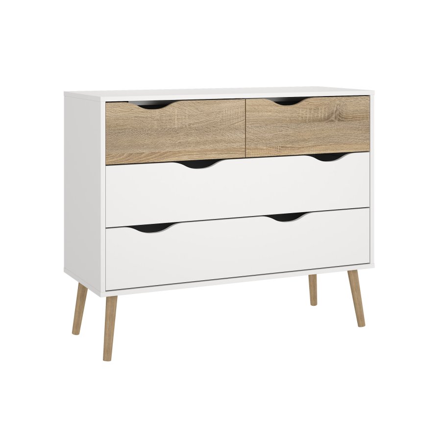 TVILUM Delta kommode - hvid egetr�struktur, med 4 skuffer