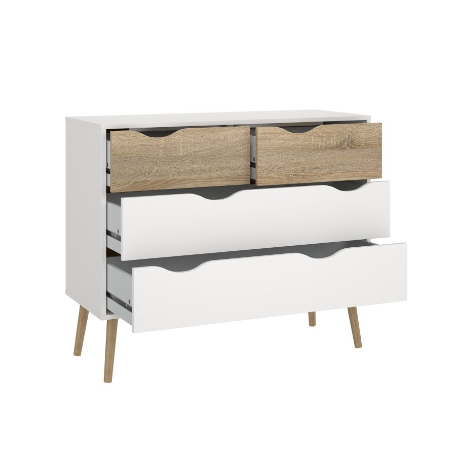 TVILUM Delta kommode - hvid egetr�struktur, med 4 skuffer