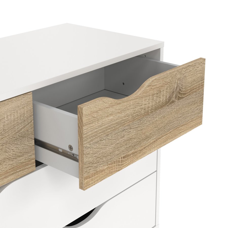 TVILUM Delta kommode - hvid egetr�struktur, med 4 skuffer