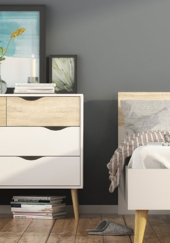 TVILUM Delta kommode - hvid egetr�struktur, med 4 skuffer