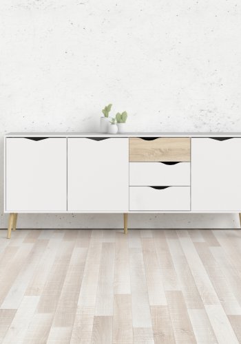 TVILUM delta sk&auml;nk - vit/ekstruktur, med 3 d&ouml;rrar och 3 l�dor