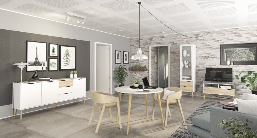 TVILUM delta sk&auml;nk - vit/ekstruktur, med 3 d&ouml;rrar och 3 l�dor