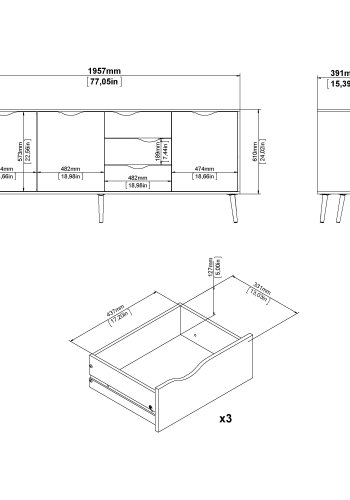 TVILUM delta sk&auml;nk - vit/ekstruktur, med 3 d&ouml;rrar och 3 l�dor