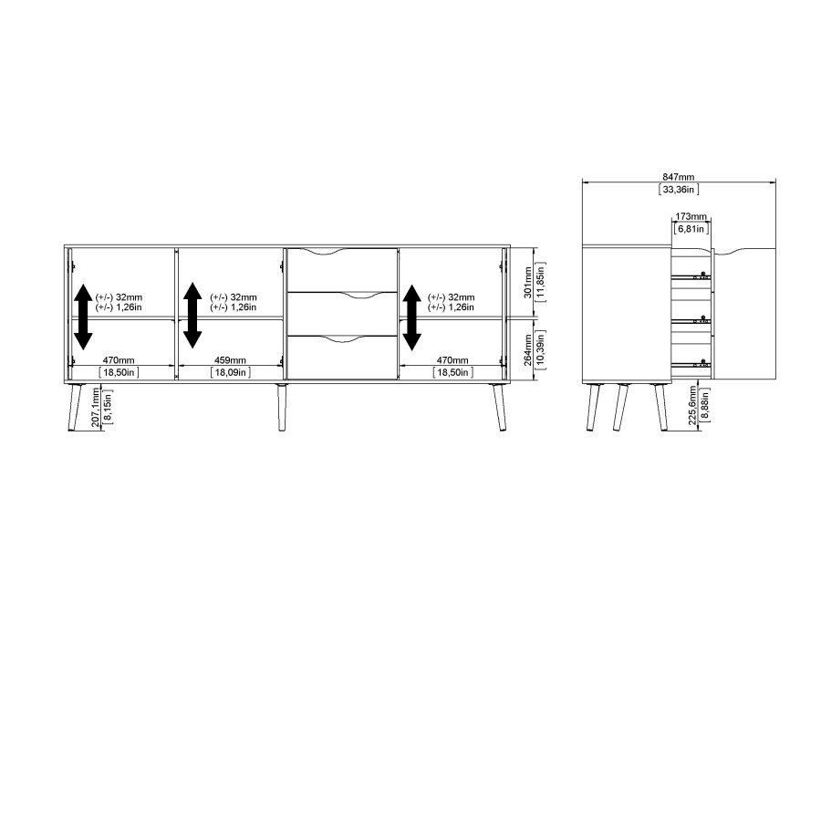 TVILUM delta sk&auml;nk - vit/ekstruktur, med 3 d&ouml;rrar och 3 l�dor