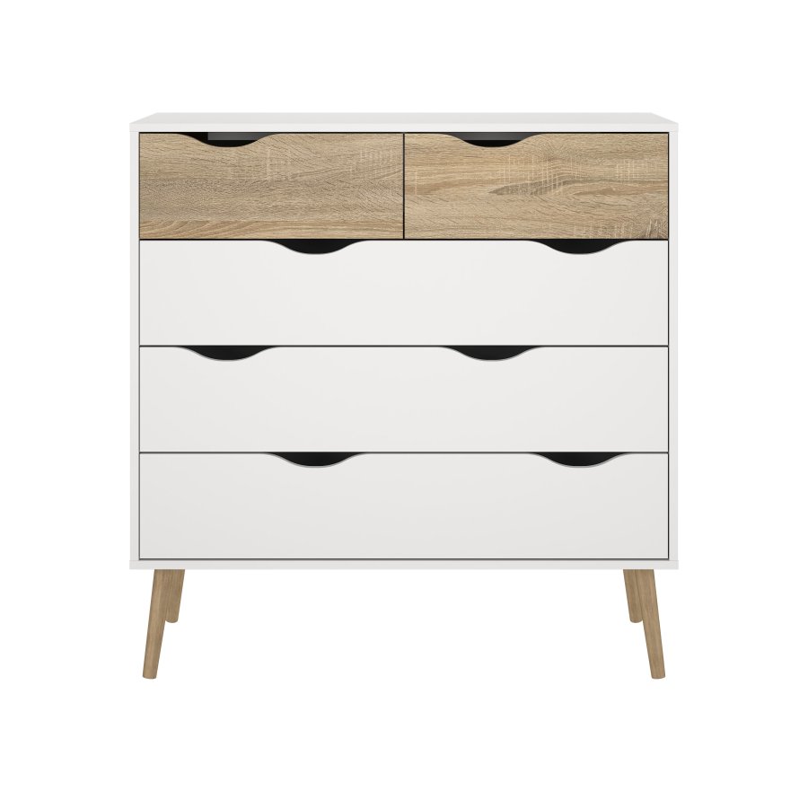 TVILUM delta kommode - hvid, 5 skuffer