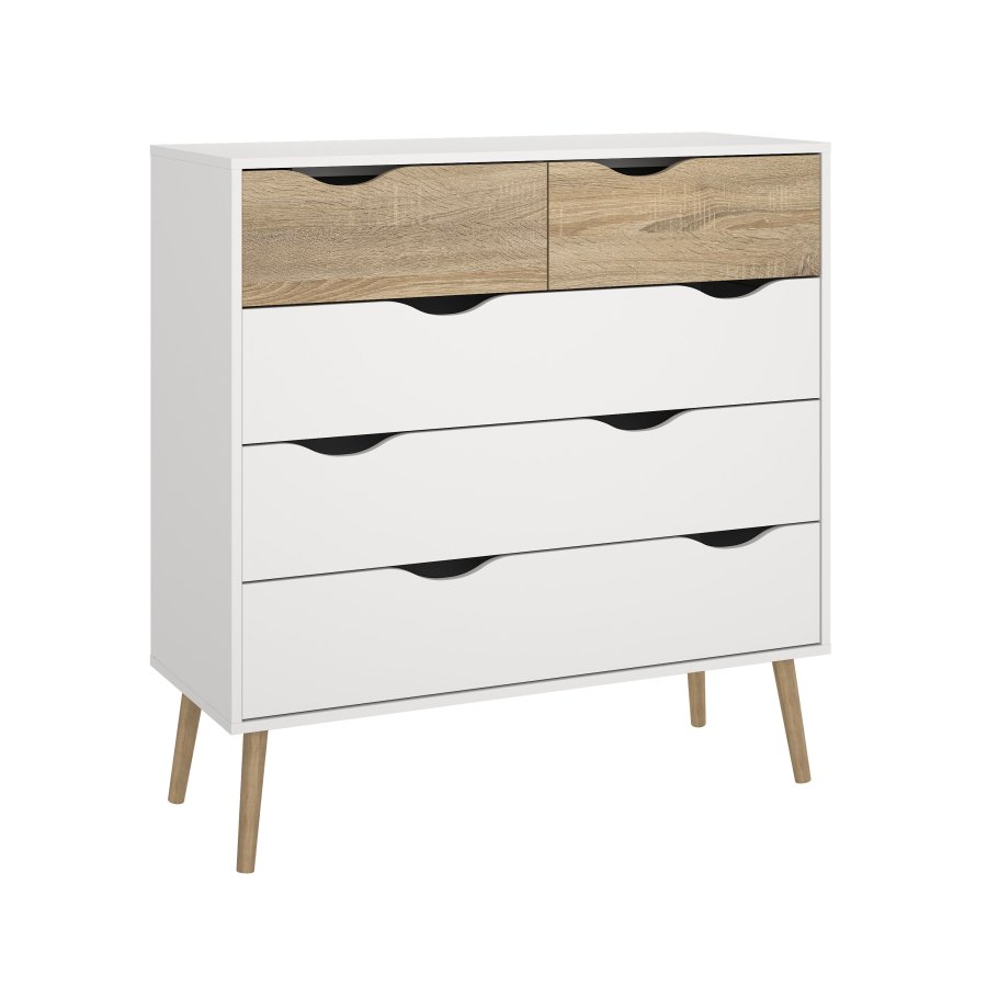 TVILUM delta kommode - hvid, 5 skuffer