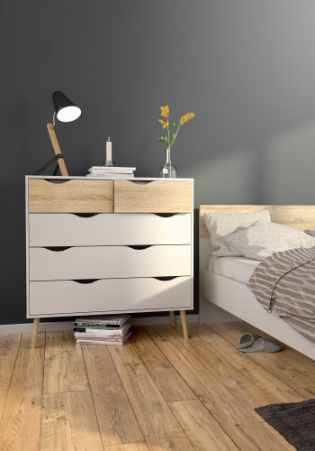 TVILUM delta kommode - hvid, 5 skuffer