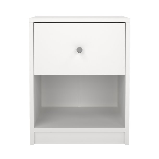 May Natbord - hvidt tr�, m. 1 skuffe og 1 rum