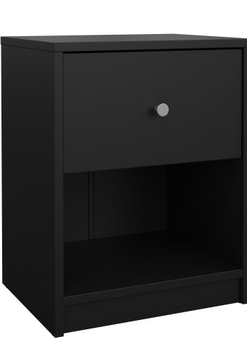 TVILUM May nachttisch - schwarzes laminat, 1 schublade und 1 fach, quadratisch