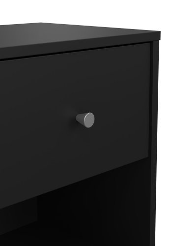 TVILUM May nachttisch - schwarzes laminat, 1 schublade und 1 fach, quadratisch