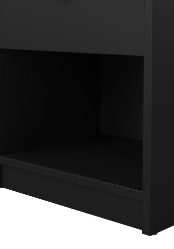 TVILUM May nachttisch - schwarzes laminat, 1 schublade und 1 fach, quadratisch