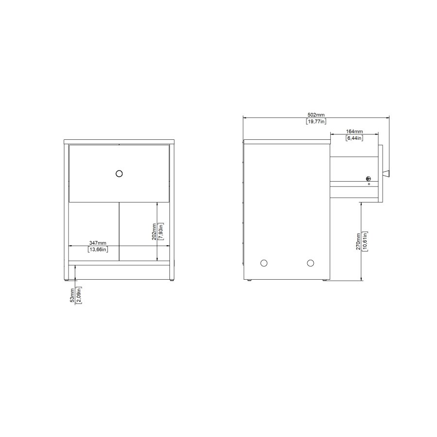 TVILUM May nachttisch - schwarzes laminat, 1 schublade und 1 fach, quadratisch