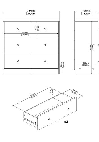 TVILUM May byr� - vit laminat, med 3 l�dor
