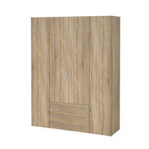 TVILUM Space garderobeskap - eikestruktur, med 4 d�rer og 3 skuffer