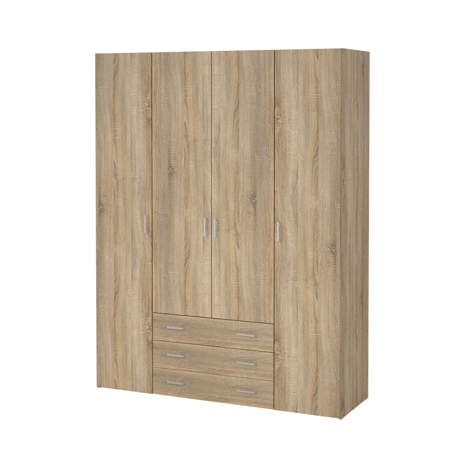 TVILUM space garderobeskab - egestruktur, med 4 l�ger og 3 skuffer